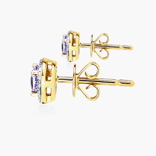 Kolczyki Savicki: dwukolorowe złoto, diamenty, tanzanity